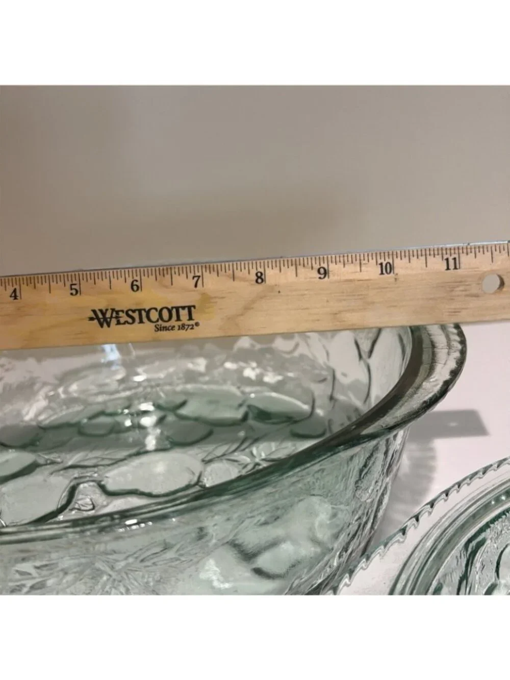 3 Qt Libbey Orchard Fruit Green Glass Casserole Baking Dish W/ Pie Plate Lid